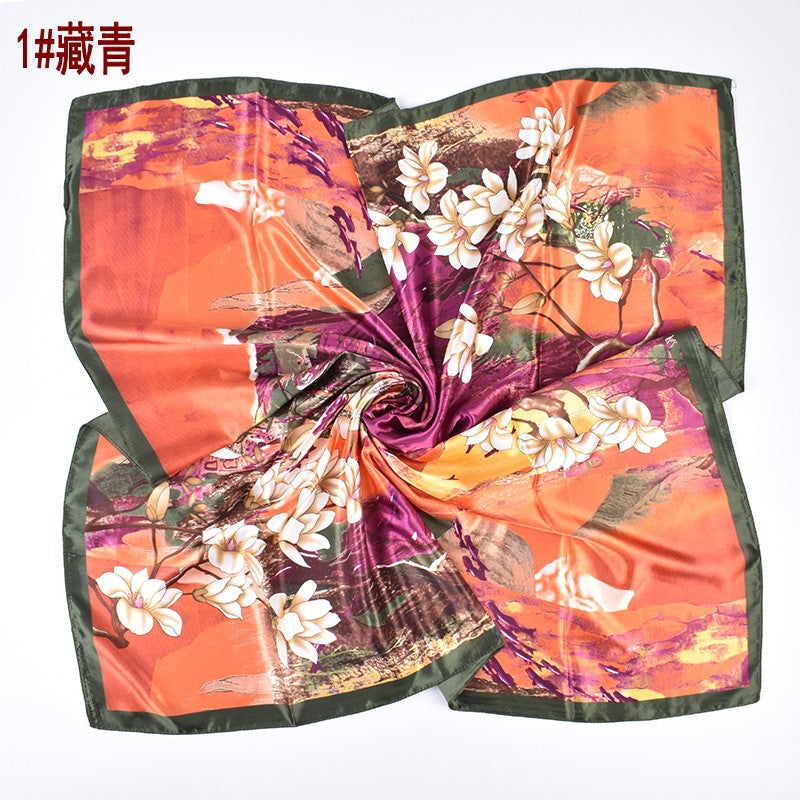 New fashionable versatile natural landscape pattern printing high-quality 90 * 90 color square towel