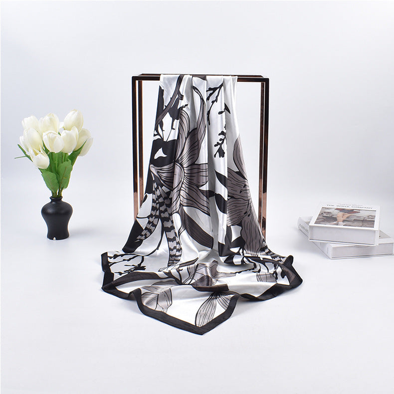 New retro flower 90 satin women's decorative large square scarf scarf headscarf