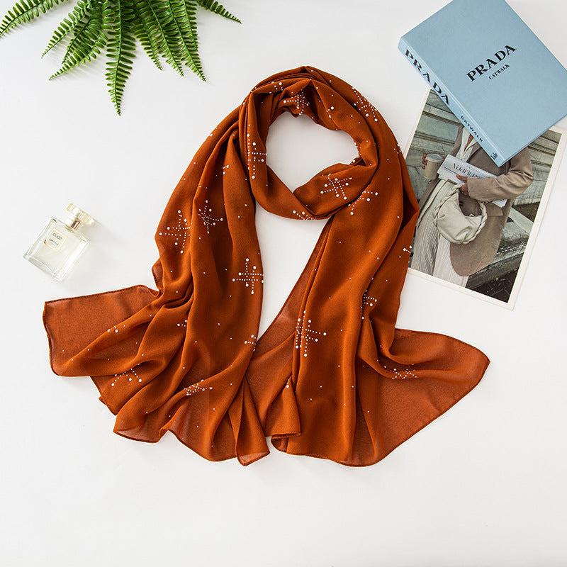 Chiffon ceramic hot diamond scarf  scarf Middle East Africa headscarf Malay headscarf