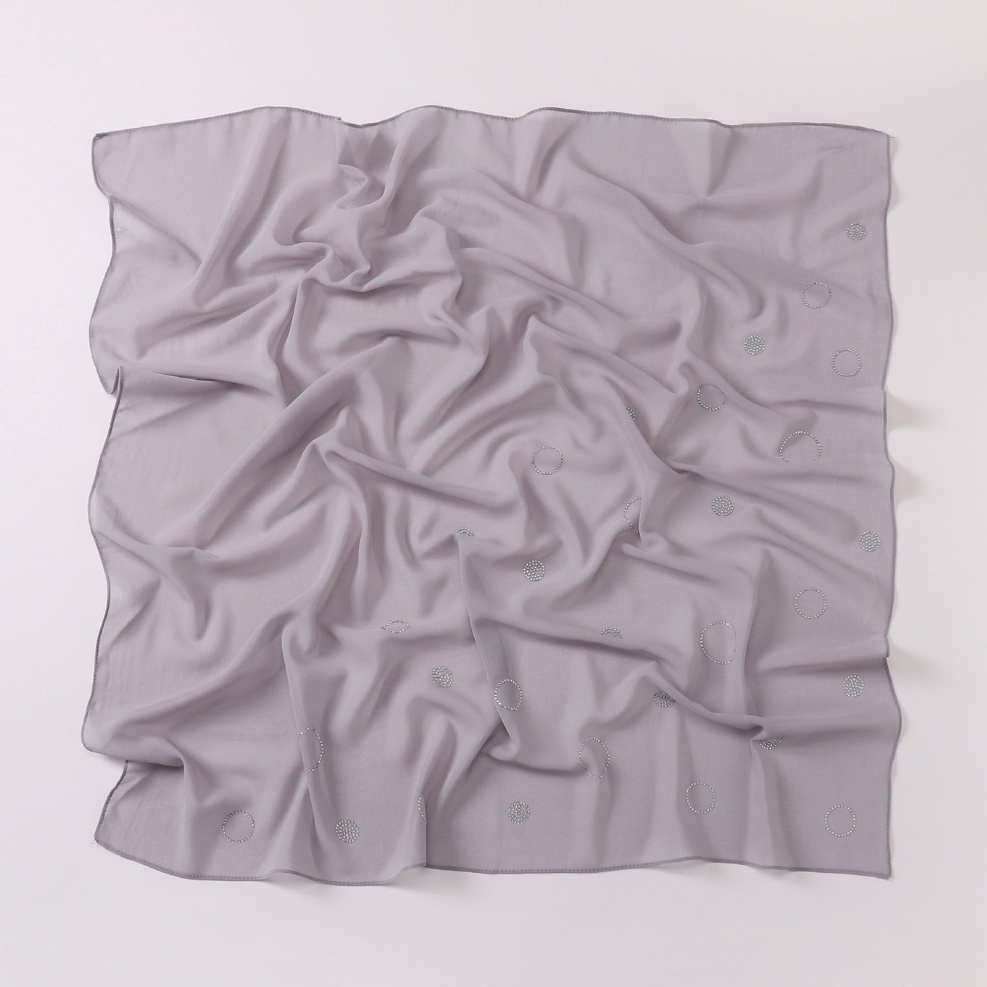 New Pearl Chiffon Circle Hot Diamond 90cm Square Scarf Malaysia Indonesia