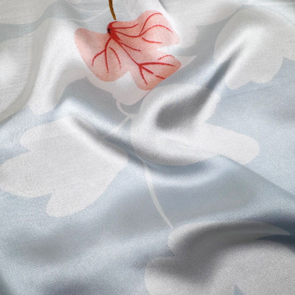 Simple Korean version plant flower long printed silk scarf elegant temperament women travel vacation shawl scarf headscarf