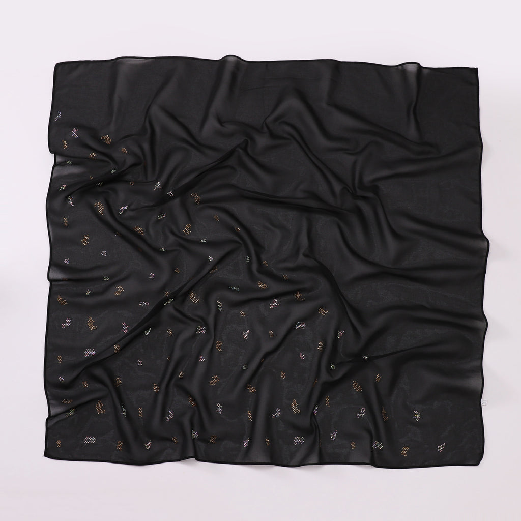 New pearl chiffon leopard print hot diamond small square scarf, yarn scarf, convenient headscarf 90 * 90cm