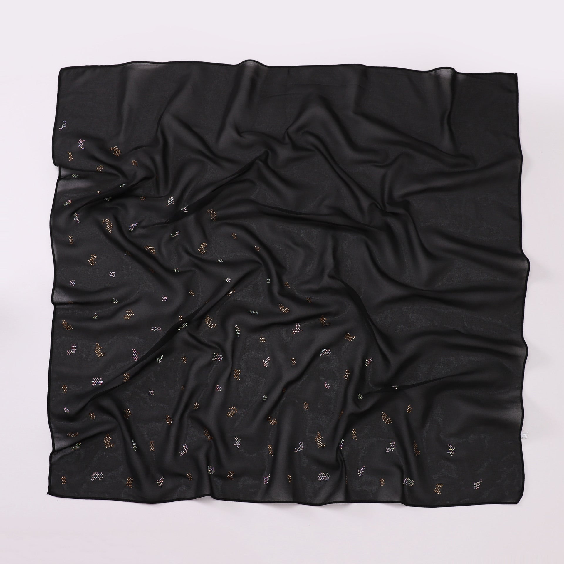 New pearl chiffon leopard print hot diamond small square scarf, yarn scarf, convenient headscarf 90 * 90cm