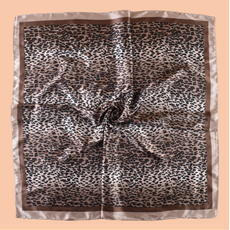 New 90 satin classic gradual change color leopard print printed square scarf with sunscreen bag head silk scarf decorative scarf