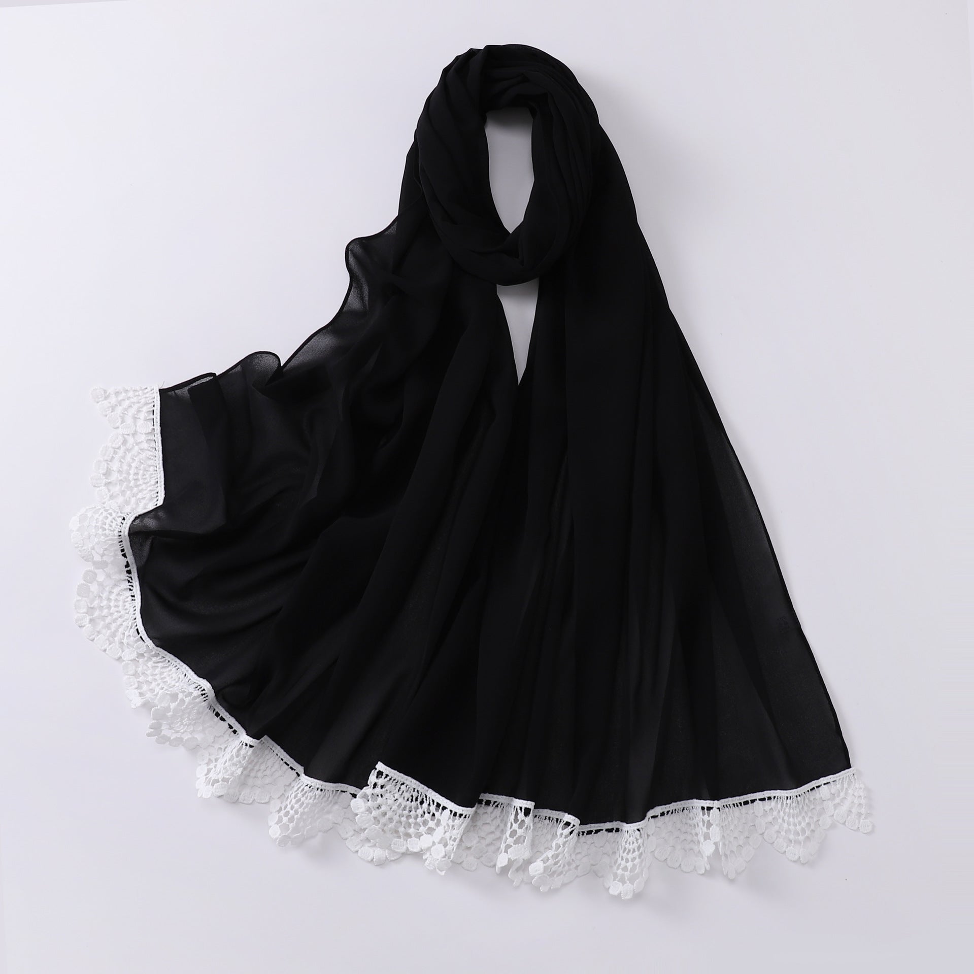 New solid color pearl chiffon lace scarf Middle Eastern headscarf  scarf Malaysia