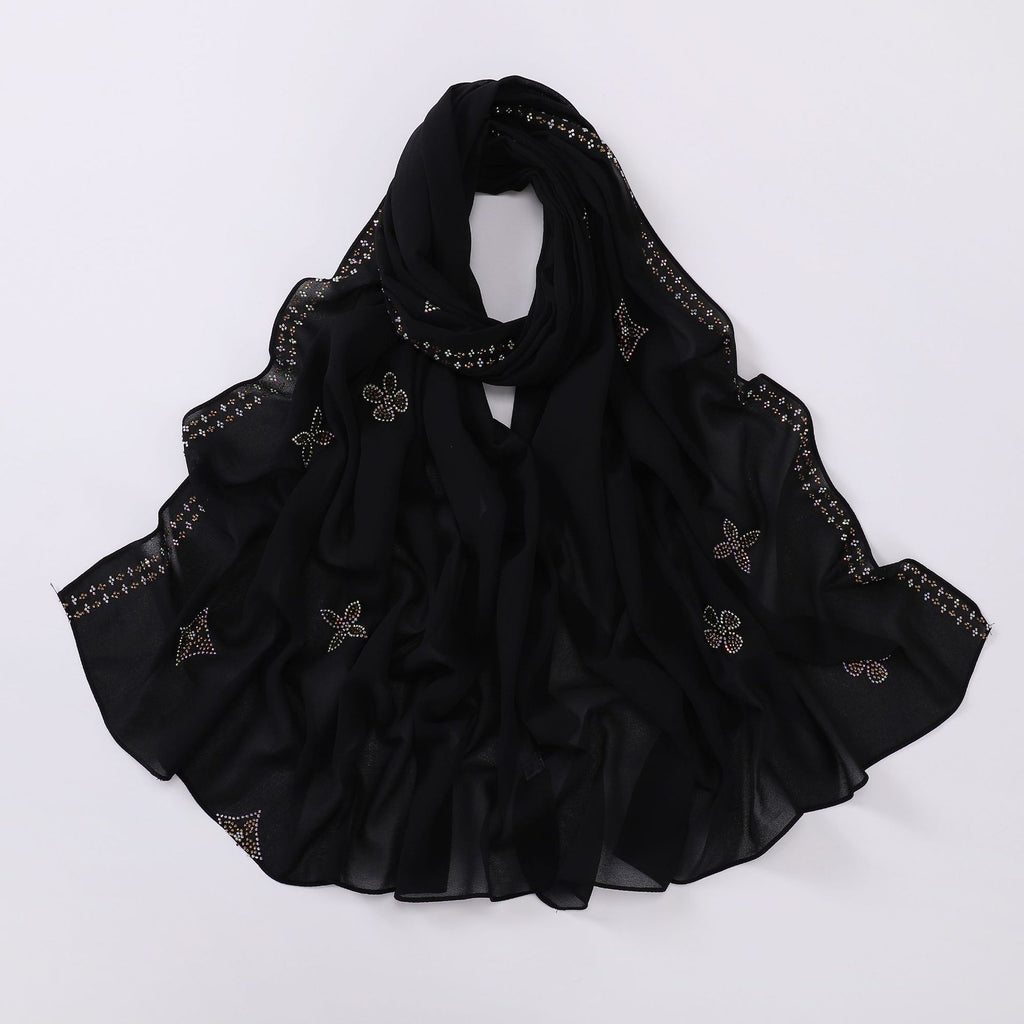 New pearl chiffon long towel boutique hot diamond yarn Middle East and Africa headscarf hijab