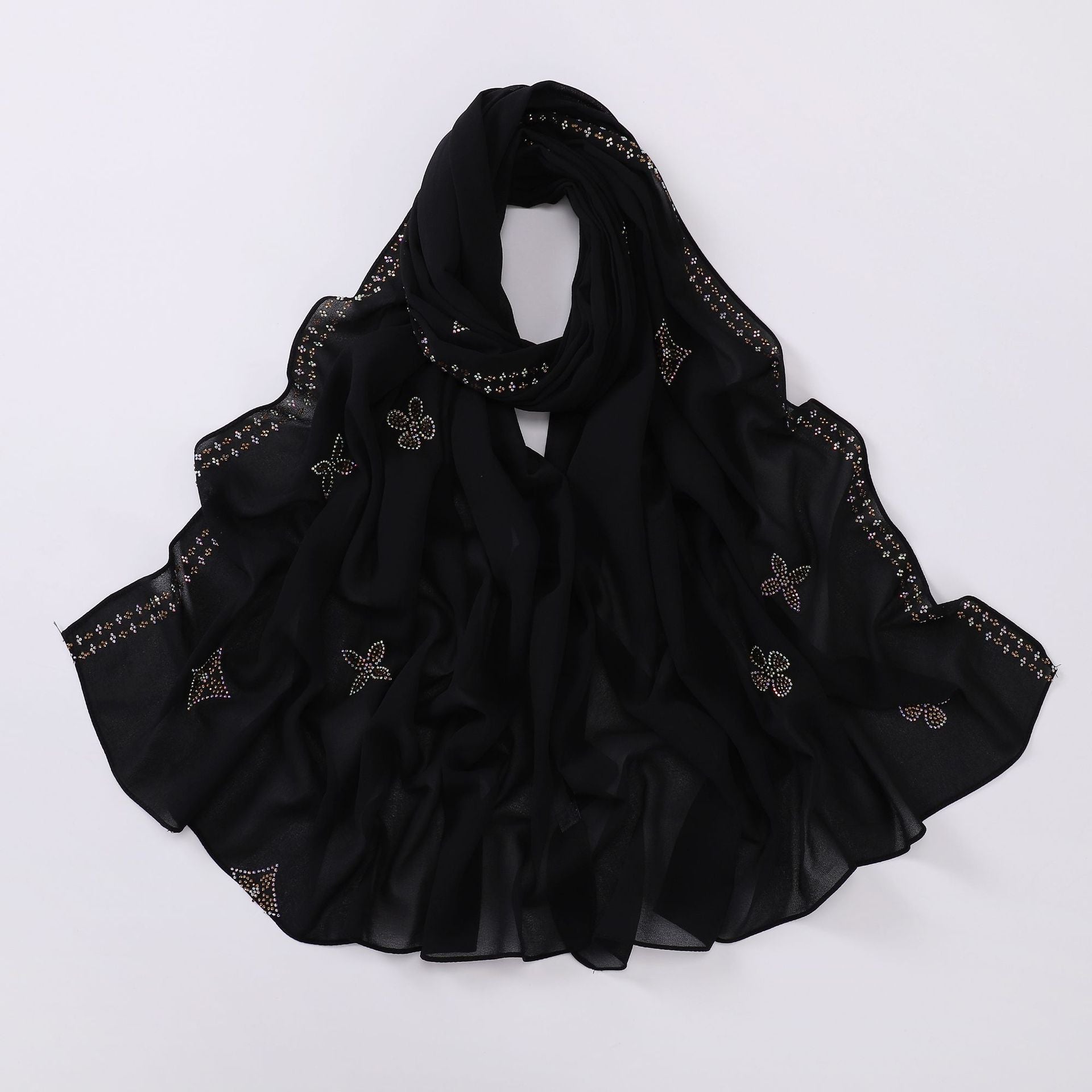 New pearl chiffon long towel boutique hot diamond yarn Middle East and Africa headscarf hijab