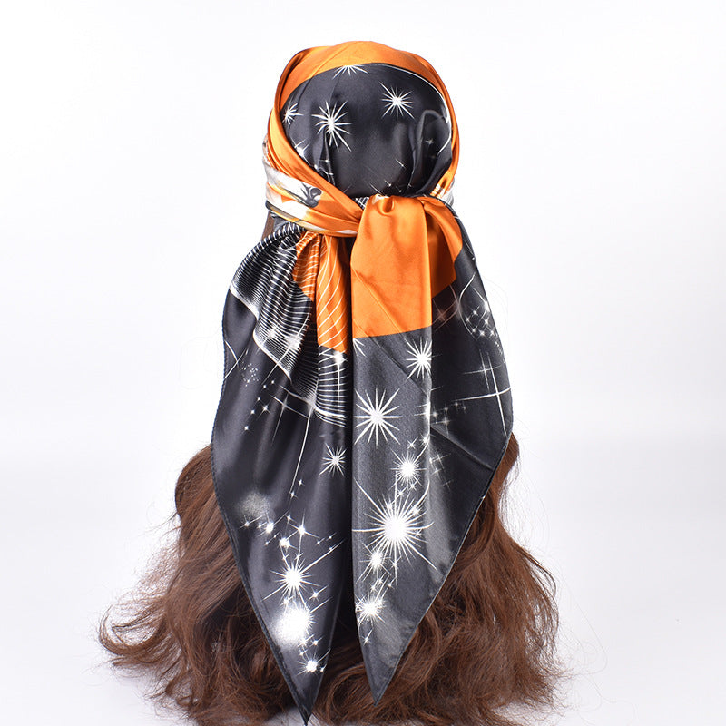 New fashionable versatile flying horse pattern printing high-quality 90 * 90 satin square towel