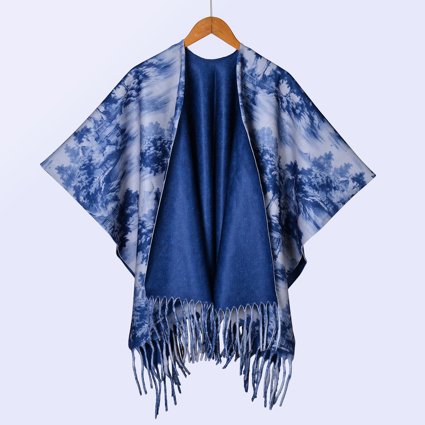 New ethnic style ink double-sided thickened shawl with women's autumn and winter retro high-end photo shawl large cape