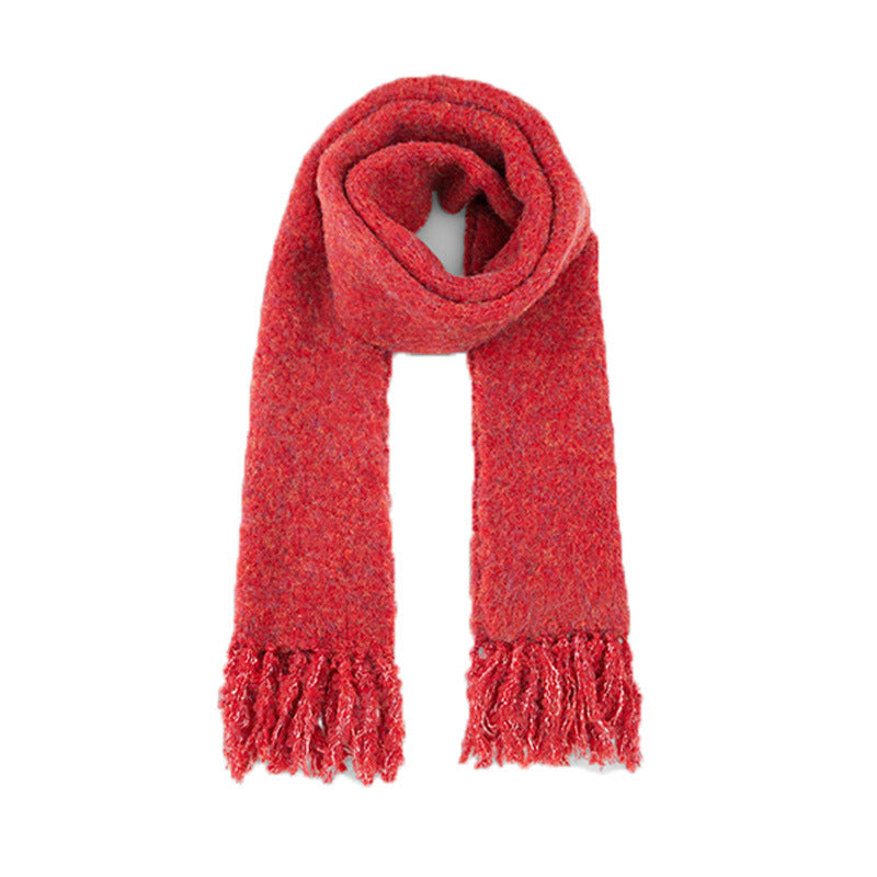 Korean designer wool blended beard solid color knitted scarf women's winter Korean atmosphere wool scarf