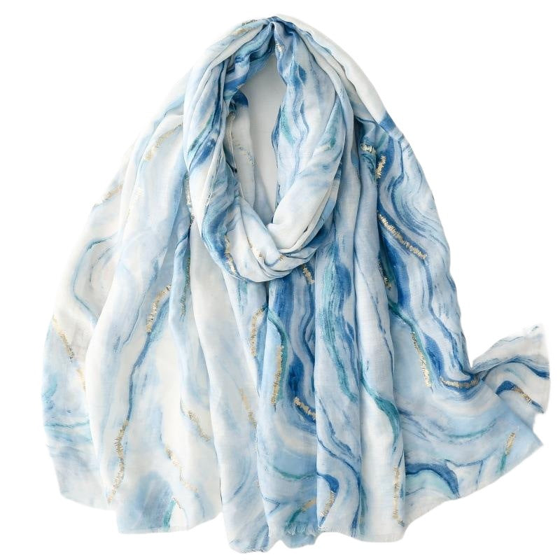 Spring and summer cotton and linen feel scarf bronzing Hexi corridor corrugated burr silk scarf warm shawl