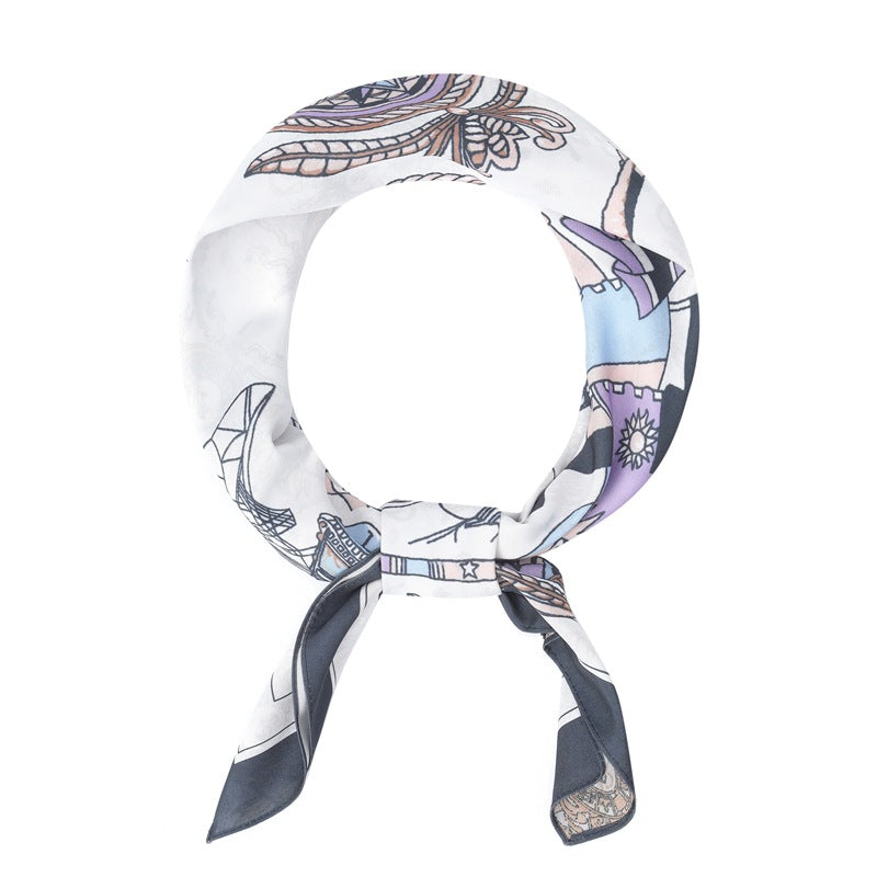 2025 new spring, summer and autumn thin headscarf double-sided printed silk scarf square scarf