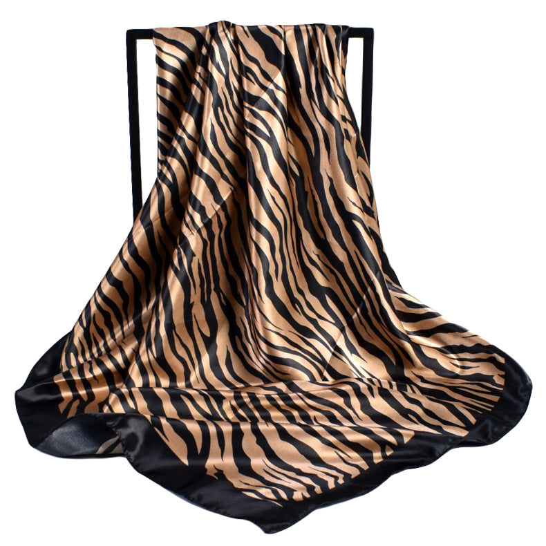 European and American fashion new simple 90cm-satin zebra pattern large square scarf silk scarf scarf