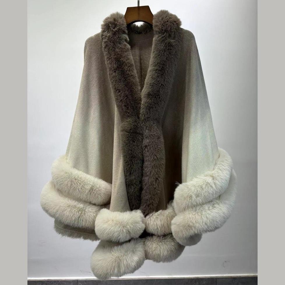 autumn and winter shawl jacket European and American loose big fur collar cape cape coat 0021
