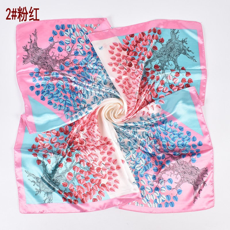 New fashionable retro multicolored leaf print 90-color diced large square scarf silk scarf headscarf