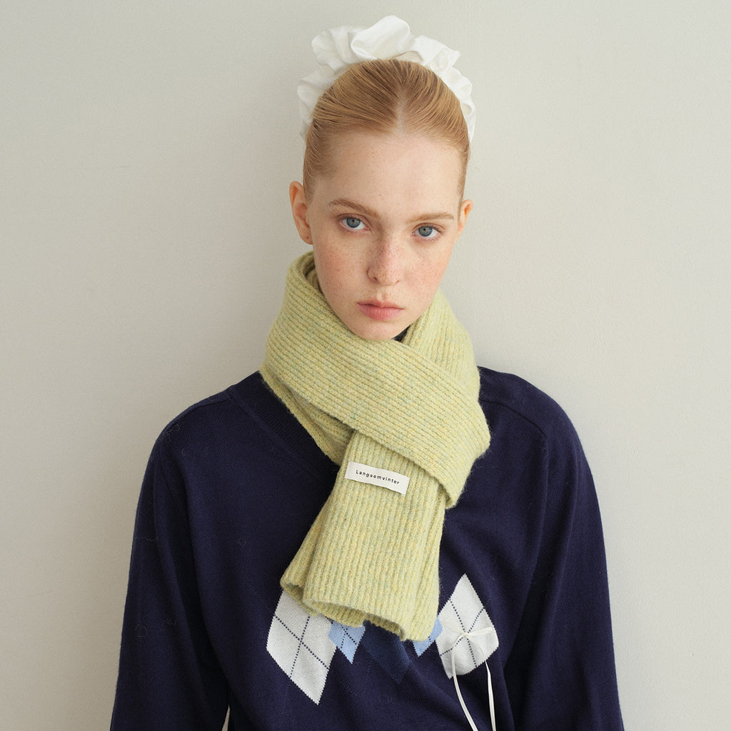 Wool blended solid color classic drawstring knitted scarf women's winter soft waxy Korean atmosphere wool scarf