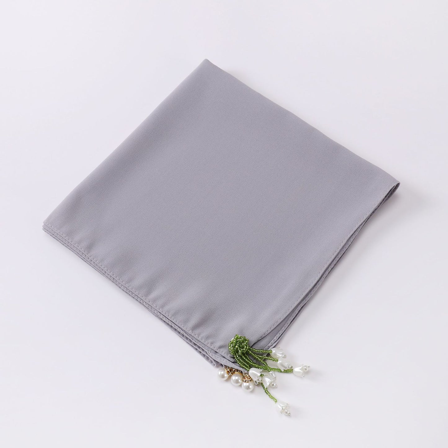 Tulip Rhinestone Pearl Chiffon Square Scarf 90 * 90cm Malaysia Headscarf