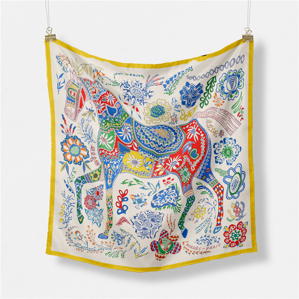 Fashion Thai elephant pattern, printed scarf, artificial silk twill silk 53cm small square scarf, women's scarf