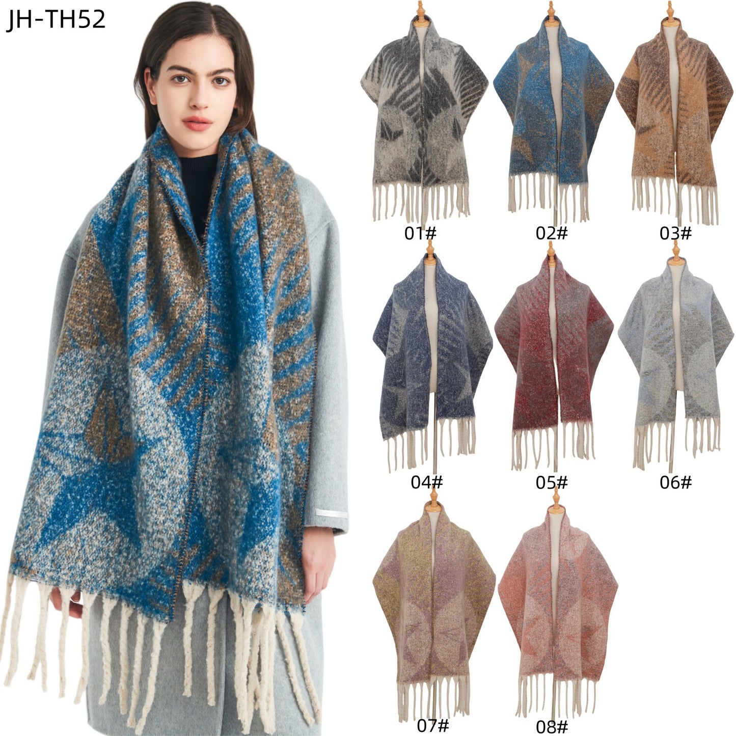 2025 new European, American autumn and winter circle yarn jacquard star fringed scarf