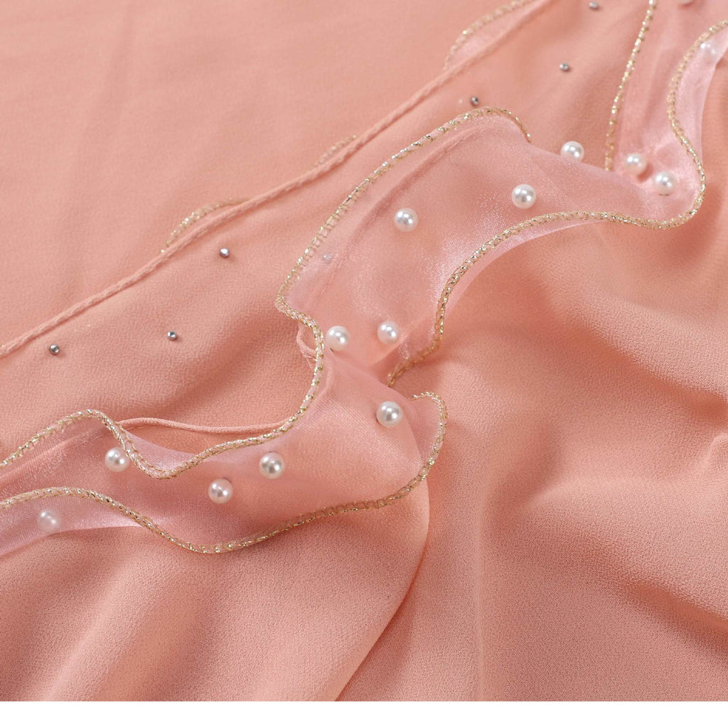 New solid color pearl chiffon bright pearl scarf bubble Hijab Malaysia Indonesia headscarf
