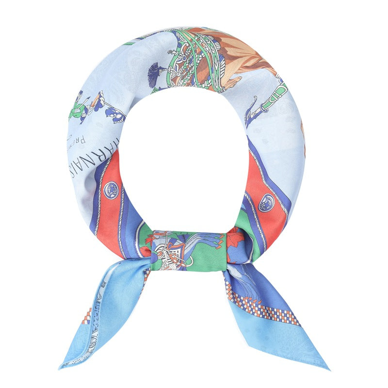2025 new spring, summer and autumn thin headscarf double-sided printed silk scarf square scarf