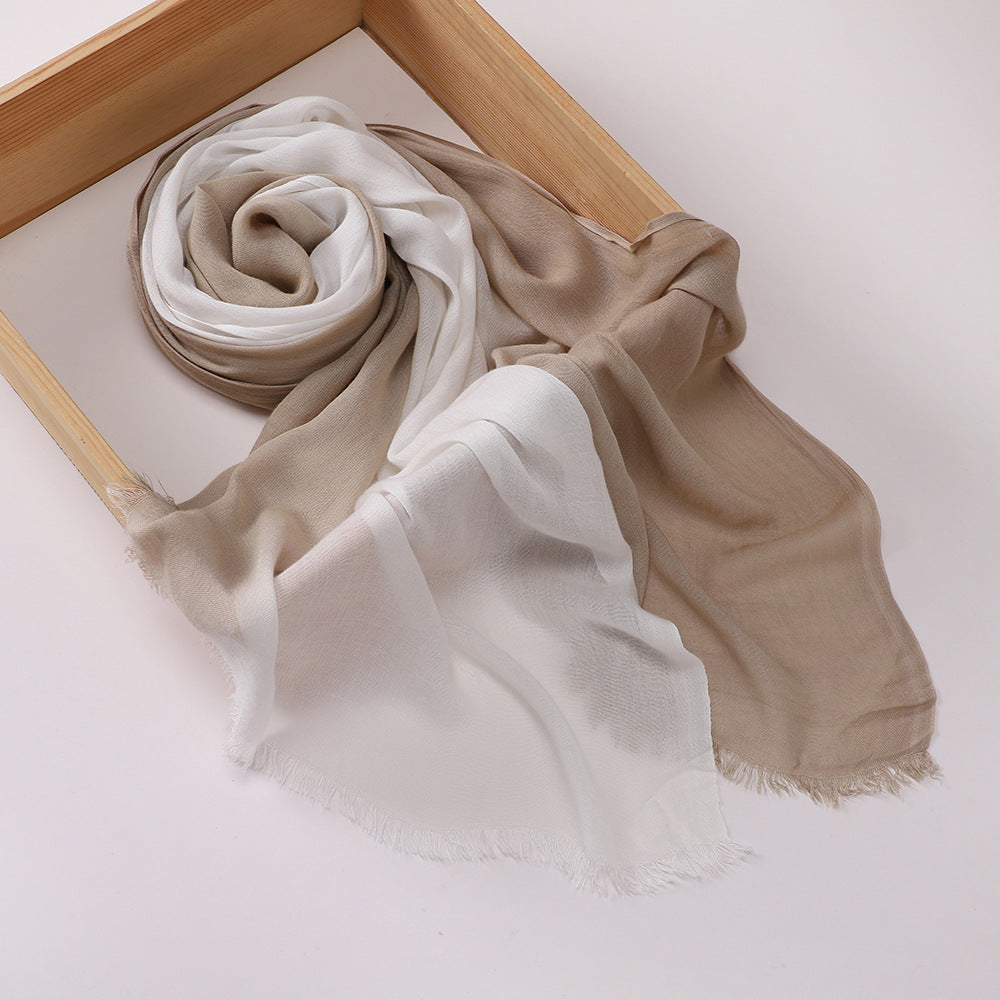 New Two-color Spliced Modal Cotton Head Scarf, Casual Women's Scarf