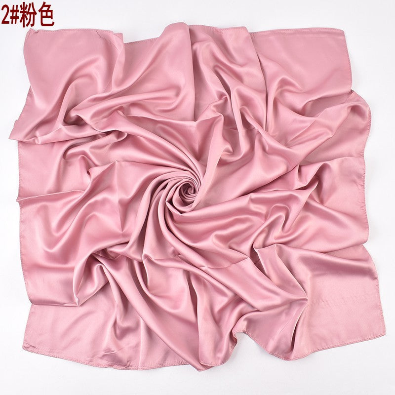 Autumn and winter new Malaysian imitation silk matte satin monochrome solid color 90 plain simple square towel batch