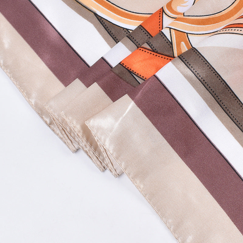 Classic chain printing imitation silk 90 satin women's versatile decorative large square scarf scarf headscarf