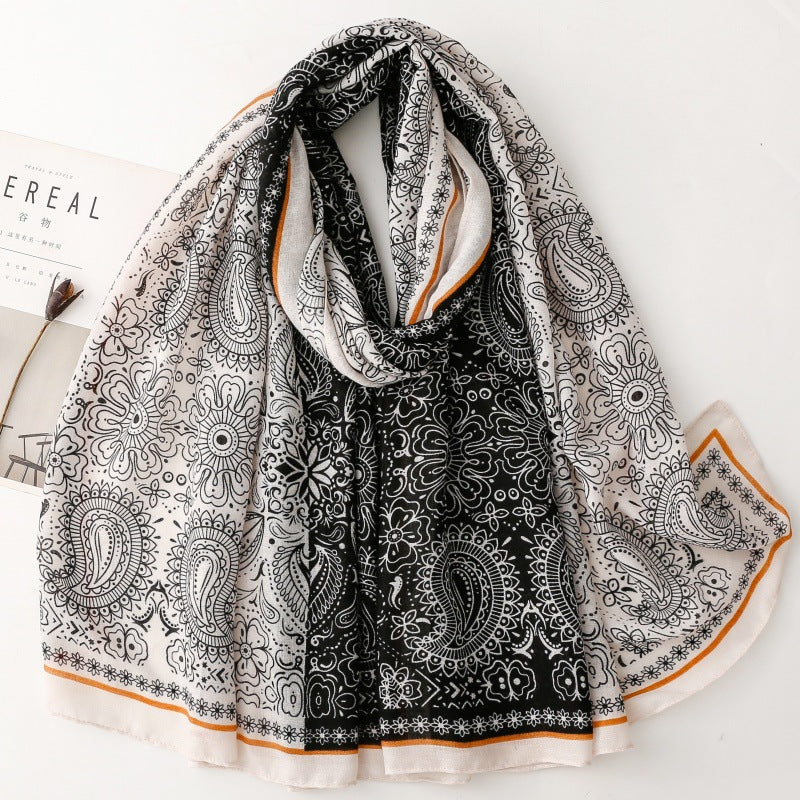 Scarf fashion double spell small paisley cashew flower silk scarf travel vacation shawl women