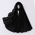 New solid color pearl chiffon lotus leaf lace bead nailed diamond scarf Middle East headscarf  scarf Malay Baotou