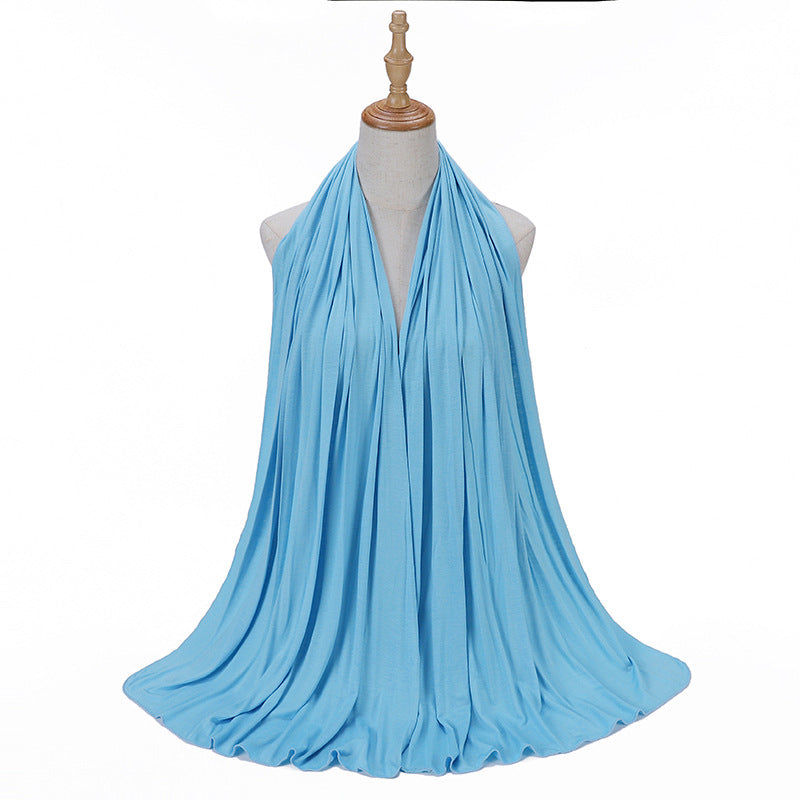 New Solid Color Jersey Hijab Women Plain Color Jesey Scarf Mercerized Cotton Headscarf