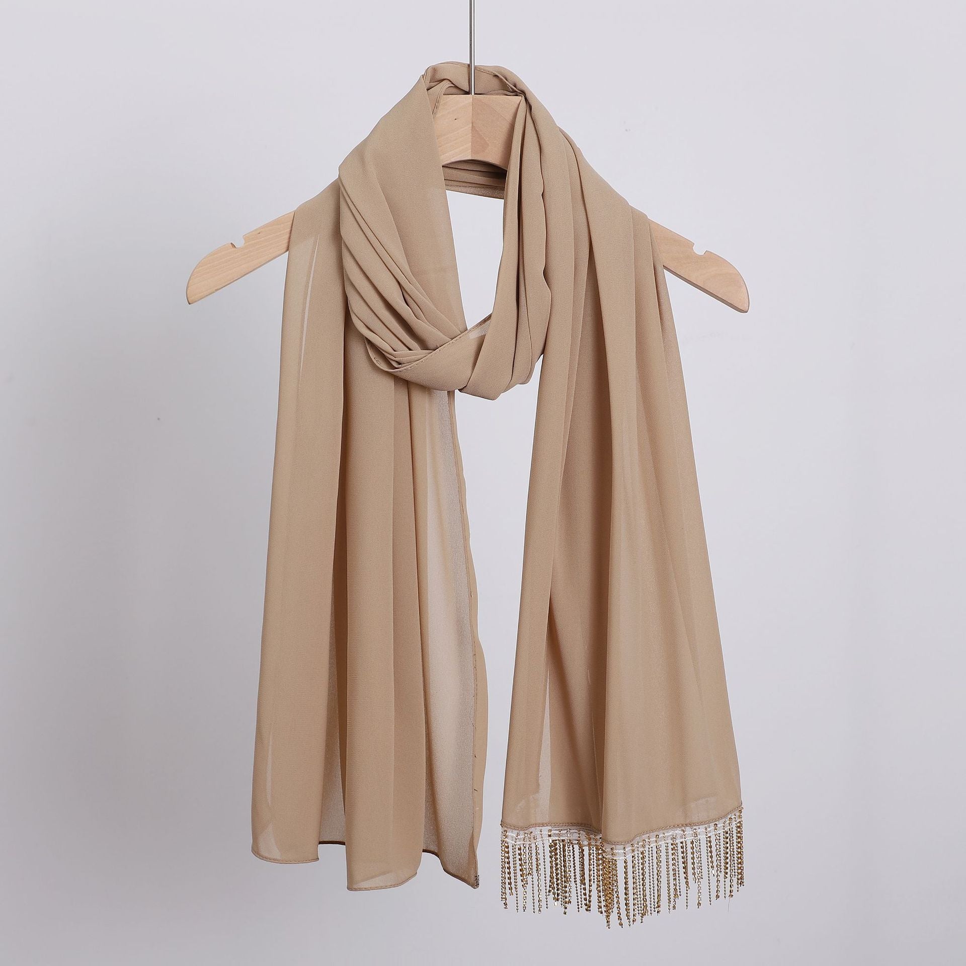 Pearl chiffon high quality diamond tassel long scarf yarn Middle East Africa headscarf hijab