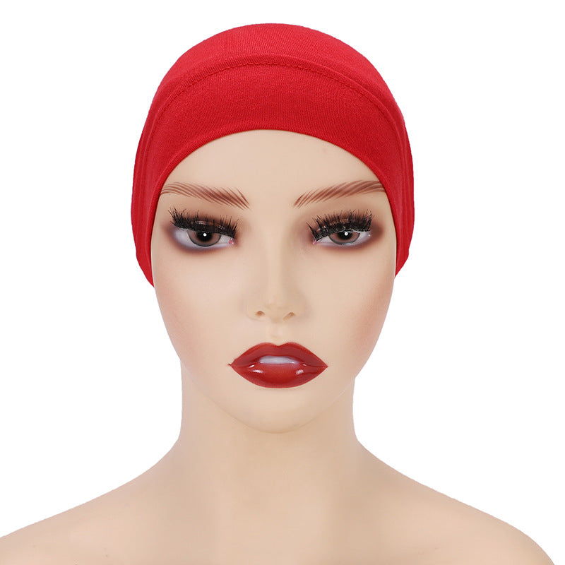 Modal monochrome tube hat bottoming cap, high elastic mercerized cotton women's Arabian scarf cap