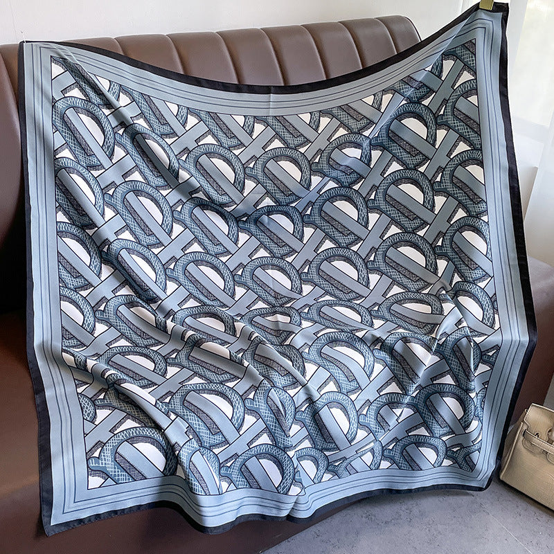 New square scarf, French retro silk scarf, women's twill silk scarf, neck cover, shawl printed scarf, weatherproof