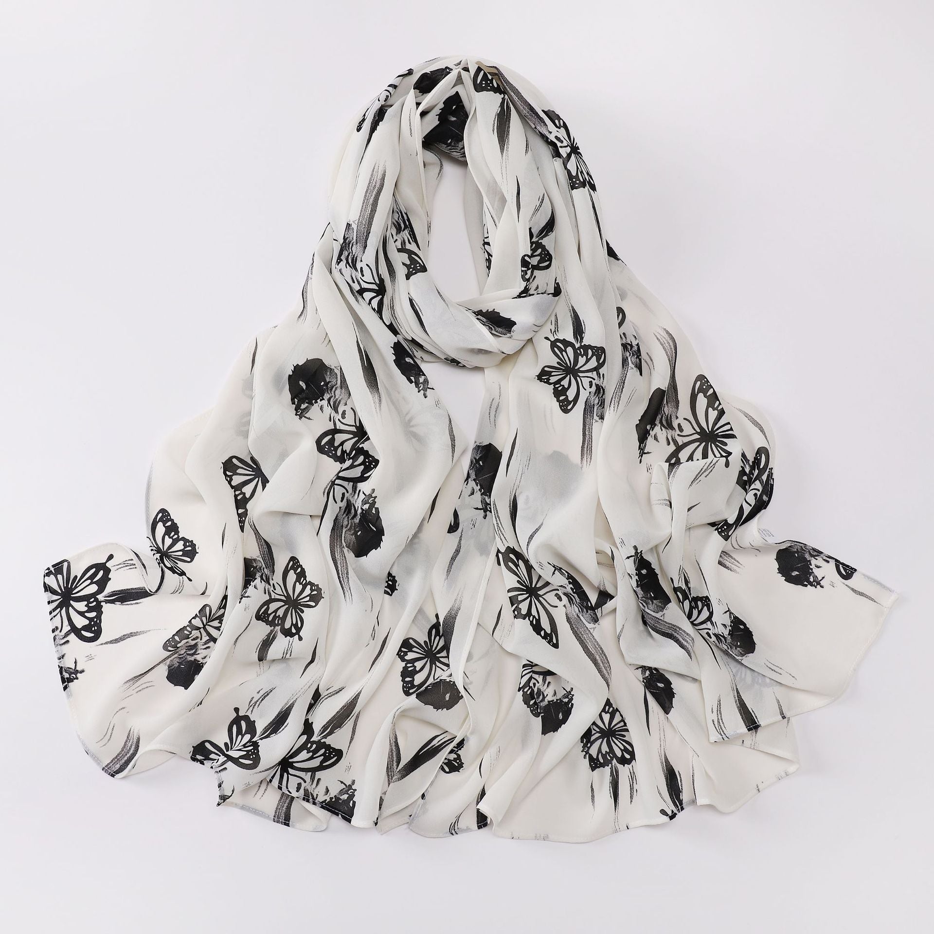 Spring pearl chiffon print floral scarf middle east headscarf yarn oil painting style hijab