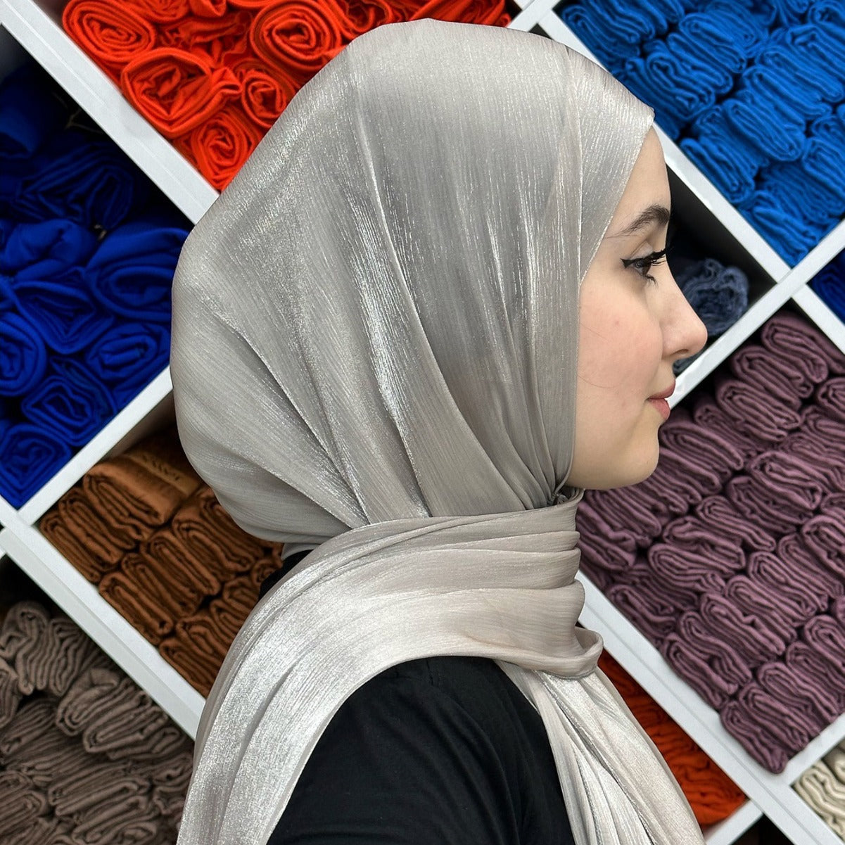 Breathable and Cool Island Satin Smooth Crepe Long Towel Malaysia Bright Silk Scarf Head Scarf