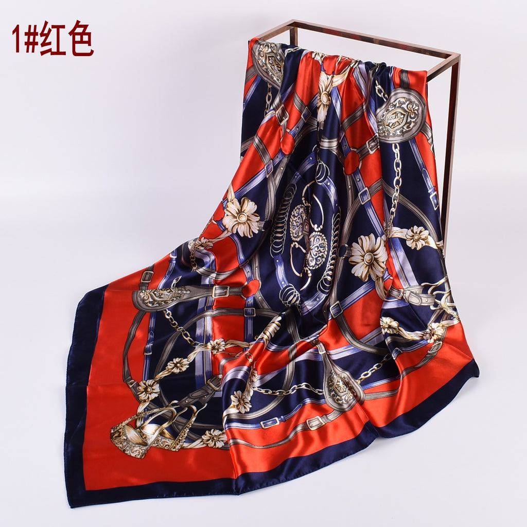 Summer new geometric simple 90 square scarves, printed fashionable square silk scarves, scarves silk scarves