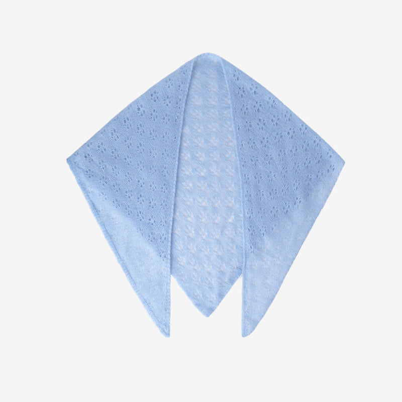 Korean designer 100% pure wool triangle scarf women's autumn and winter hollow girl atmosphere wool small scarf