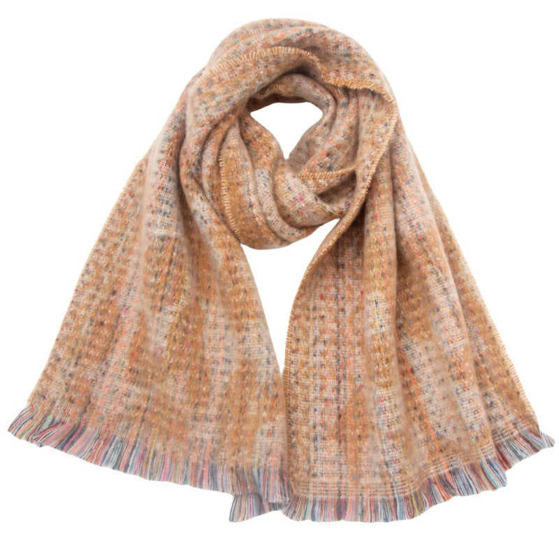 2025 new scarf European, American autumn and winter men and women's jacquard short beard clip flower leopard print scarf