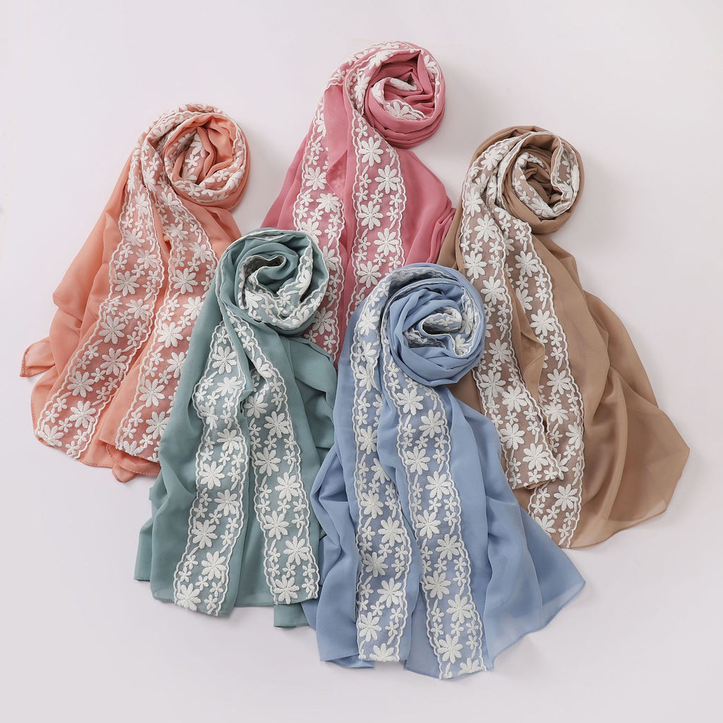 New lace pearl chiffon scarf,  scarf, Middle East, Africa, Malaysia, Indonesia headscarf