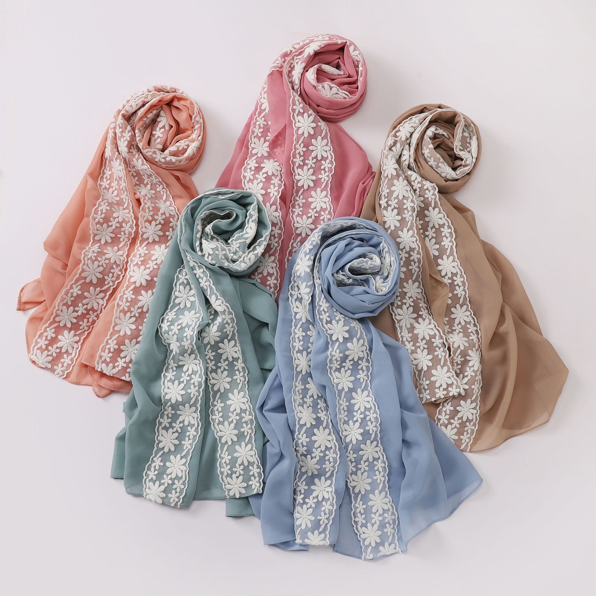 New lace pearl chiffon scarf,  scarf, Middle East, Africa, Malaysia, Indonesia headscarf