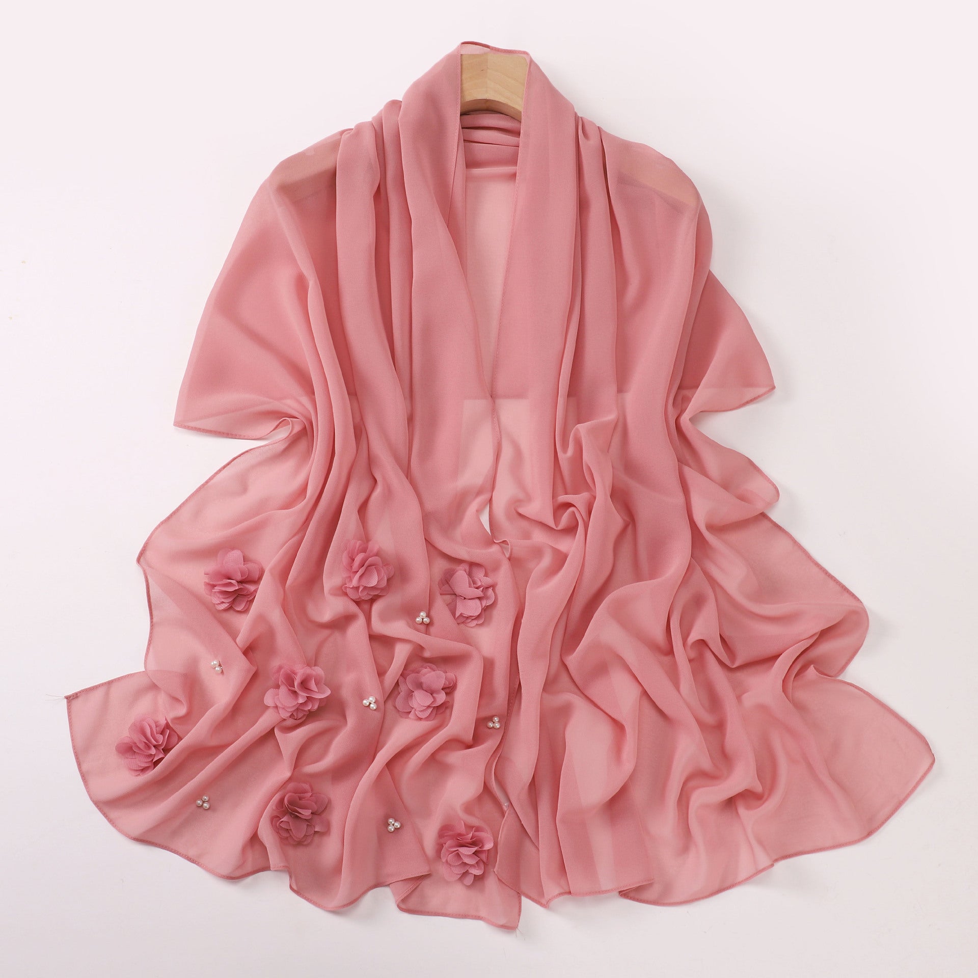 New pearl chiffon handmade sticky flower bead long towel, yarn towel, Middle East and Africa Malay headscarf
