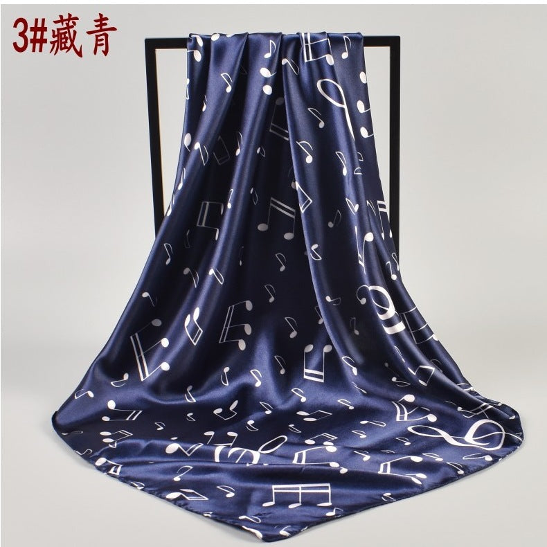 Summer new music note satin square scarf silk scarf, fashion imitation silk scarf