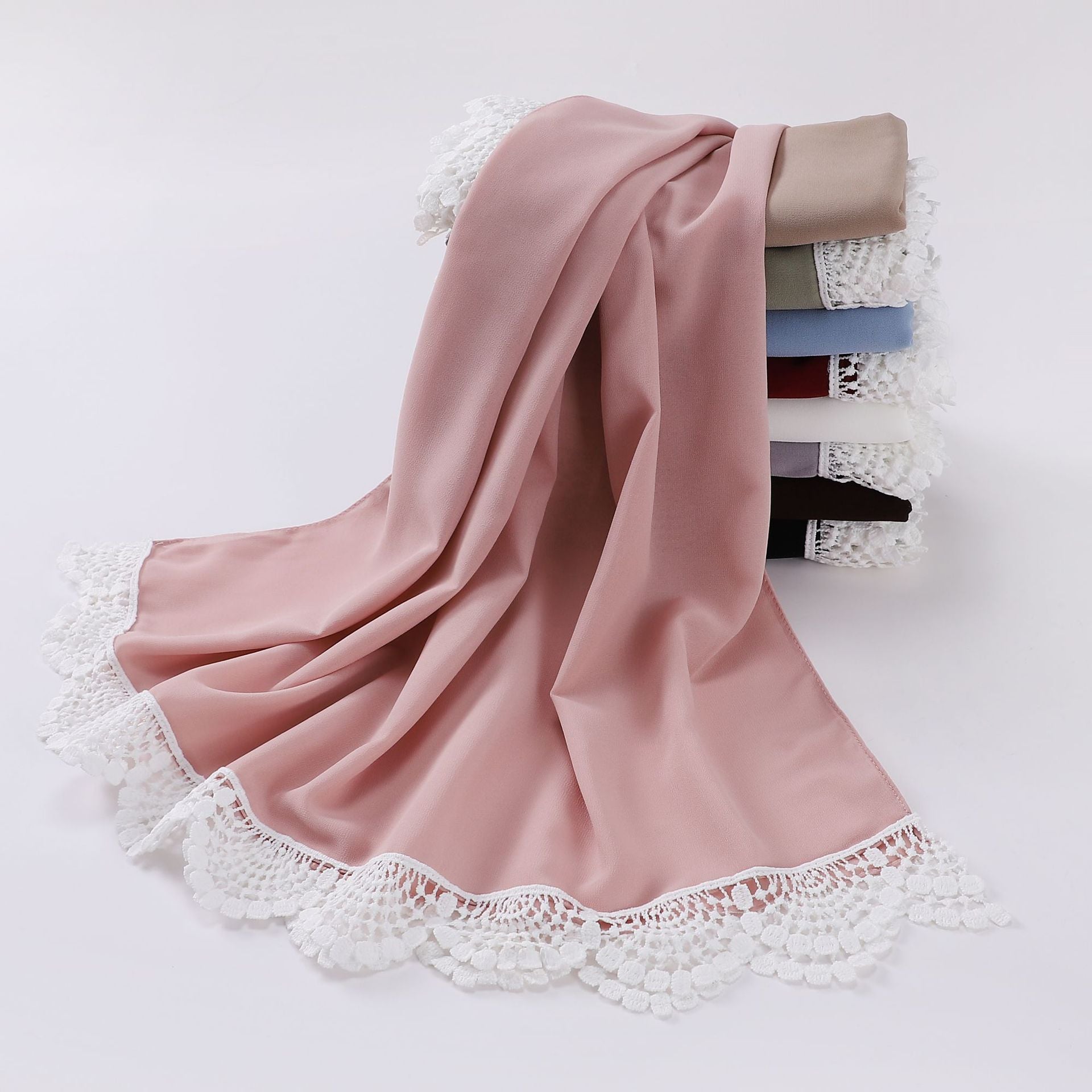 New solid color pearl chiffon lace scarf Middle Eastern headscarf  scarf Malaysia