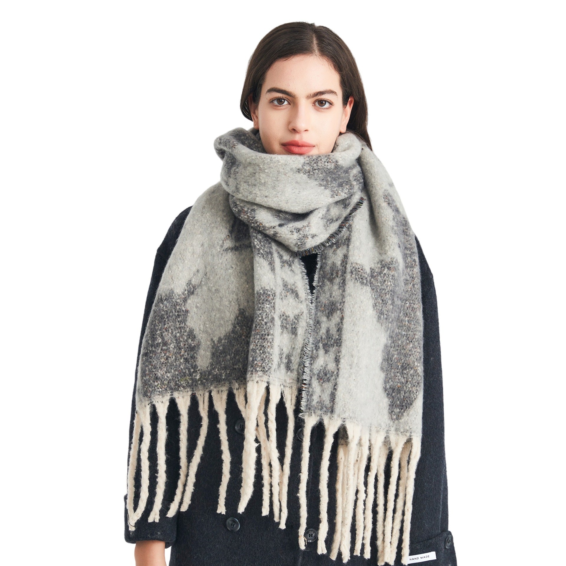 Scarf European, American autumn and winter thickened imitation mohair loop yarn butterfly jacquard scarf