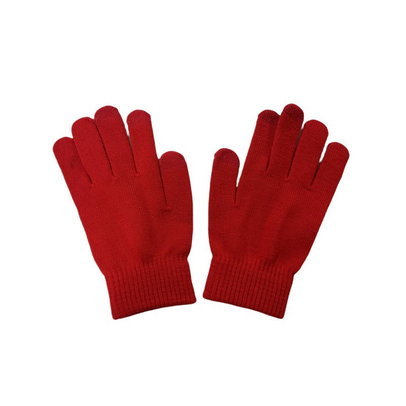 New Year's Christmas Red Company Celebration Annual Meeting Wool Knitted Fleece Hat Scarf Gloves Embroidered Logo