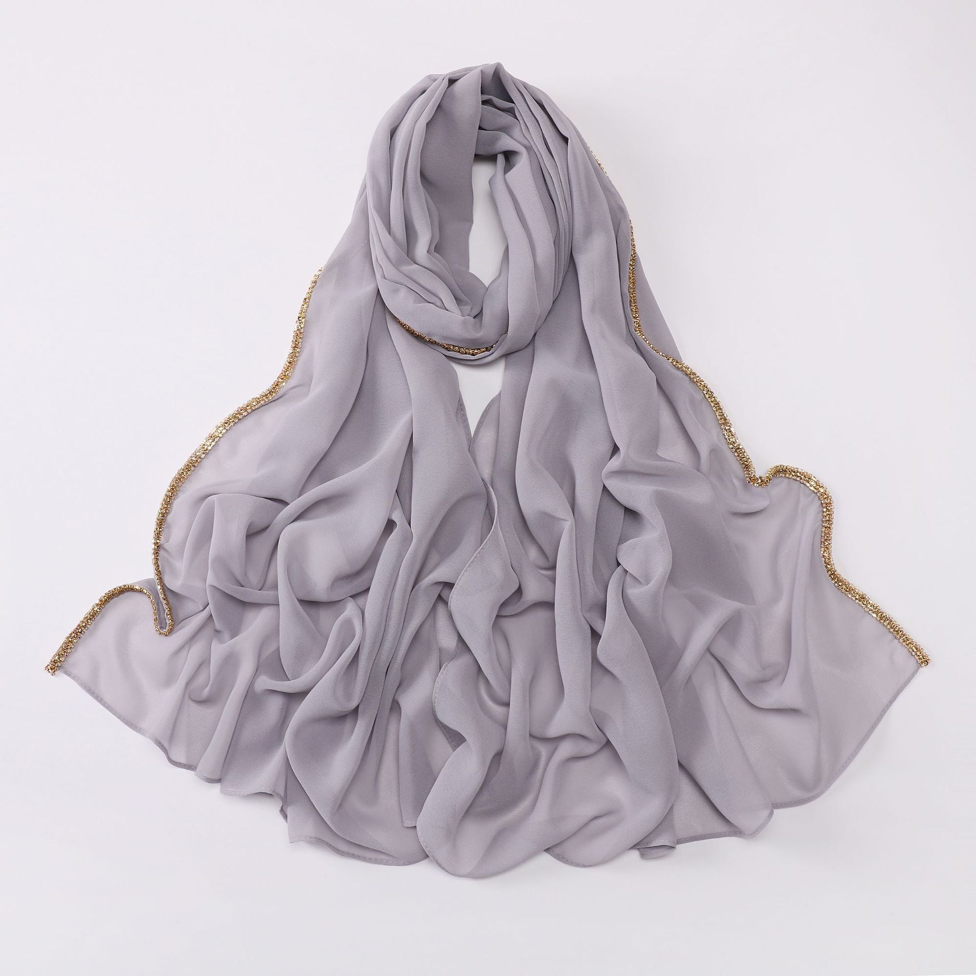 New copper bottom bright diamond chiffon scarf yarn Middle East Africa headscarf Malay headscarf