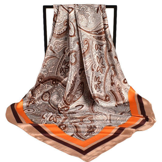 Spring new European and American fashion big cashew flower 90cm generous silk scarf women, year