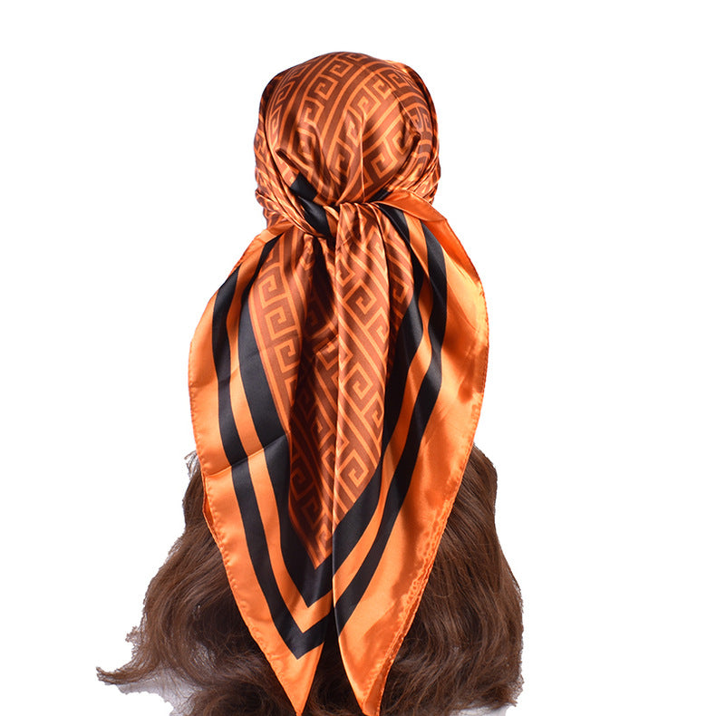 New fashion retro printing 90 * 90 satin large square scarf silk scarf, cross