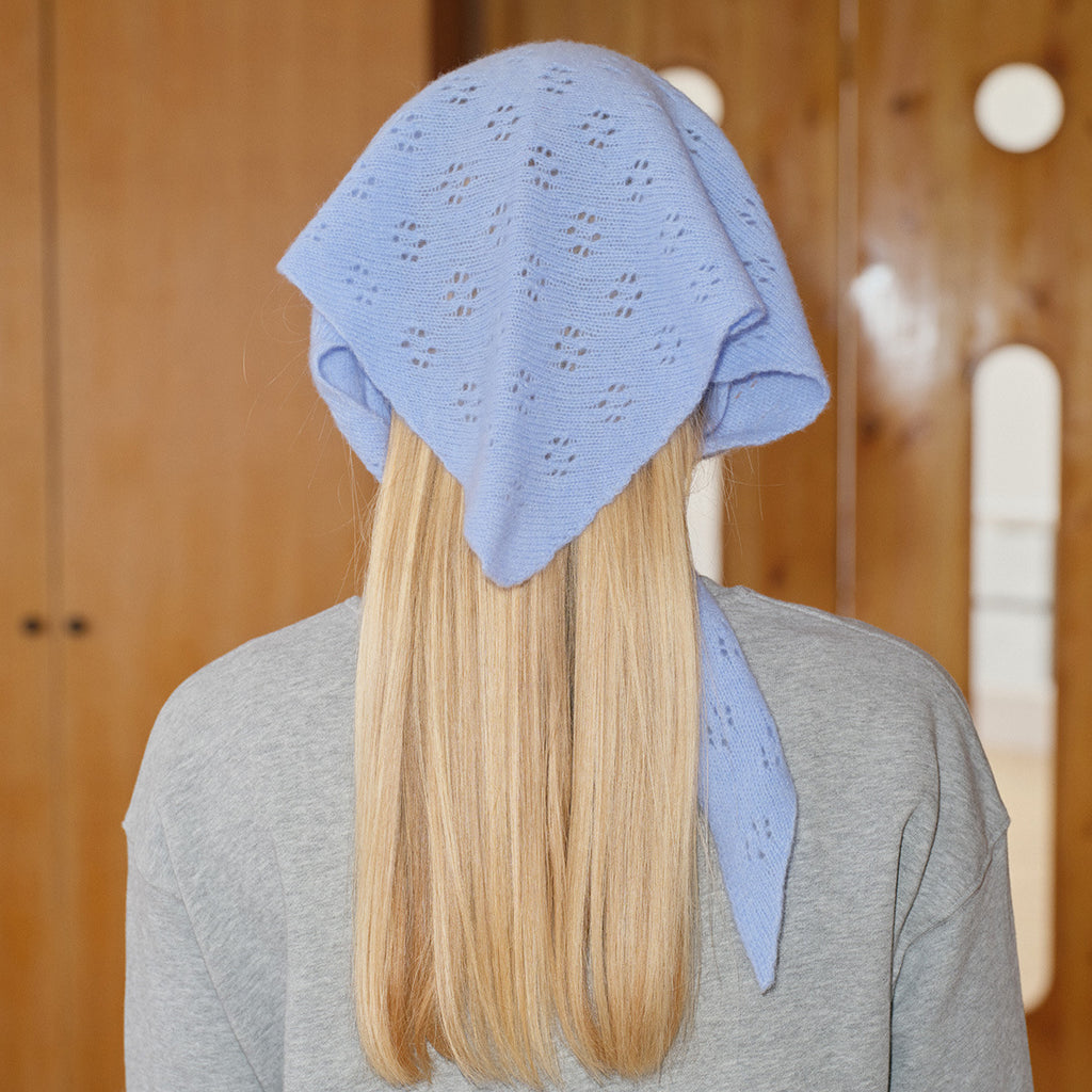 Korean designer 100% pure wool triangle scarf women's autumn and winter hollow girl atmosphere wool small scarf